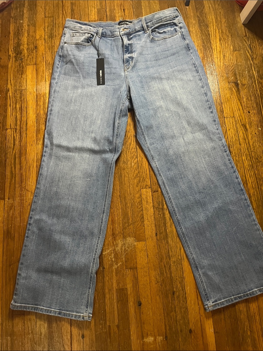 Fashion Nova Light Blue High Rise Wide Leg Jeans